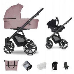 Wózek dziecięcy Emjot Eq 2.0 różowy, głęboki fotelik