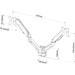 Uchwyt do monitora Art L-14GW Vesa 75x75 mm