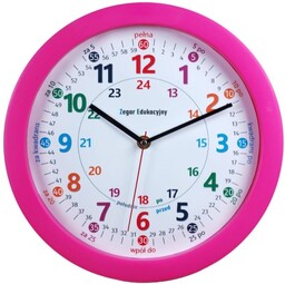 Zegar edukacyjny do nauki czasu różowy/ 27,5cm