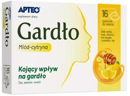 Gardło miód-cytryna APTEO, 16 pastylek do ssania ->