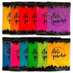 Holi Powder, Kolorowy Proszek Festiwal Kolorów, 12szt.
