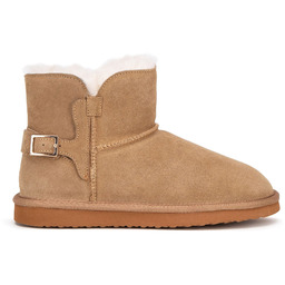 Damskie botki zamszowe z klamrą brązowe