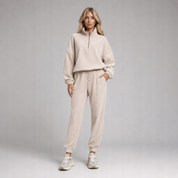 [r. S-L] Komplet damski sztruksowy bluza stójka zip
