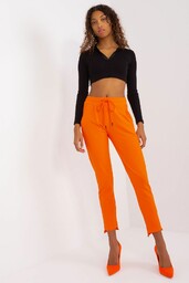 Spodnie basic z asymetrycznymi nogawkami pomarańczowy