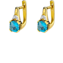 Kolczyki złote Au 585 z topazem i brylantami