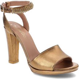 Chebello Złote Sandały Stylowe Skórzane Buty