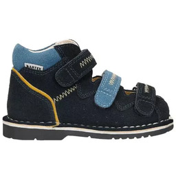 Bartek 8920061 granatowo-niebieskie kapcie profilaktyczne dziecięce skóra naturalna