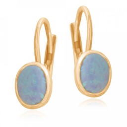 Złote kolczyki 585 z naturalnym kamieniem Opal