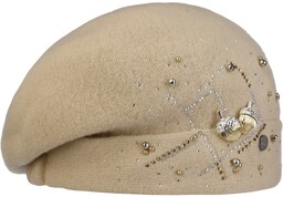 Beret Baskijski Wełniany Naleva by Lierys, jasnobeżowy, One