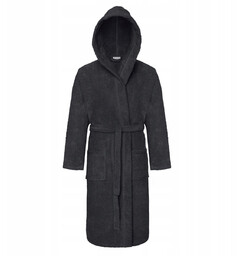Szlafrok Bawełniany z Kapturem Unisex XS Grafit