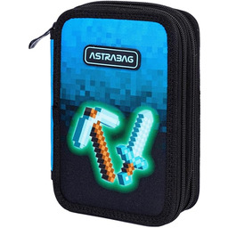 ASTRA BAG Blue Pixel piórnik z 3 przegródkami,