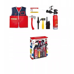 KOSTIUM MAŁEGO STRAŻAKA Z KASKIEM I GAŚNICĄ