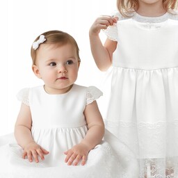 Biała sukienka na Chrzest na zamek sukieneczka