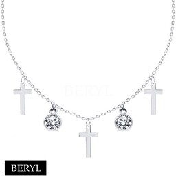 Naszyjnik CHOKER SREBRO 925 krzyżyki krzyż