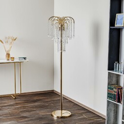 ONLI Lampa podłogowa Pioggia z kryształami, złota