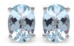 TARA 8 Srebrne kolczyki z blue topaz owal