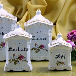 001 Komplet 4 Pojemników Róża Złota Ceramika Chodzież