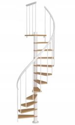 Schody Spiralne Calgary Białe-Buk Kręcone 140 cm