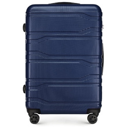 Duża walizka z polikarbonu tłoczona granatowa