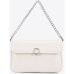 Damska listonoszka z imitacji skóry z łańcuszkiem kremowa