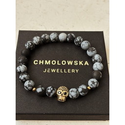 Pakamera Bransoletka męska Obsydian Czaszka