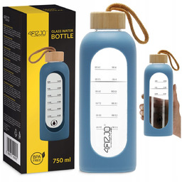 BUTELKA SZKLANA NA WODĘ BIDON MOTYWACYJNA SZCZELNA SILIKONOWE