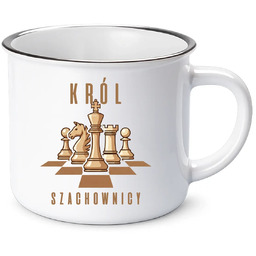 Król szachownicy - kubek emaliowany na prezent