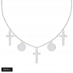 Naszyjnik CHOKER SREBRO 925 kółka krzyże