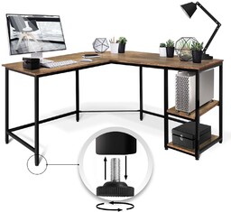 BIURKO NAROŻNE W STYLU INDUSTRALNYM LOFT Z PÓŁKAMI