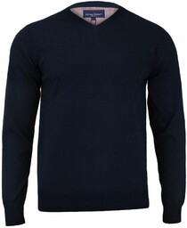 Sweter Granatowy, Bawełniany, Męski (serek) - Klasyczny, V-neck