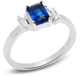 Pierścionek Srebrny z Szafirową Cyrkonią
