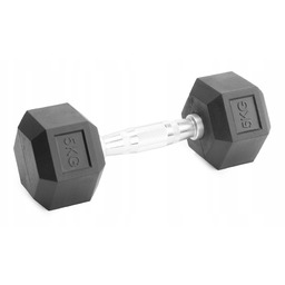 Hantle stałe 1x5kg żeliwne gumowane Hex do treningu