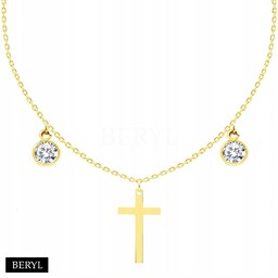 Naszyjnik CHOKER srebro 925 krzyżyk cyrkonie