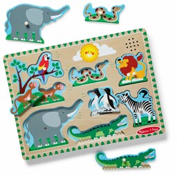 Drewniana układanka z dźwiękiem zwierząt ZOO Melissa &