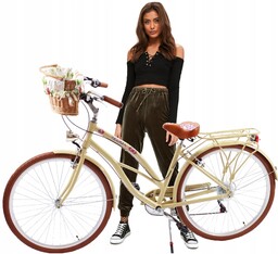 Piękny Kremowy Aluminiowy Rower Damski Beach Cruiser 28