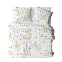 KARO Pościel z kory 140x200 biała wielokolorowa liście