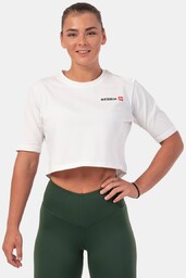 NEBBIA Damska koszulka Crop Top Minimalist Logo Cream