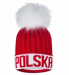 Czapka zimowa z pomponem POLSKA POLSKI dla kibica