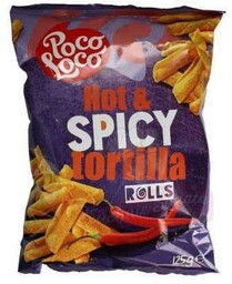 TORTILLA ROLLS HOT & SPICY 125G/12 POCO LOCO