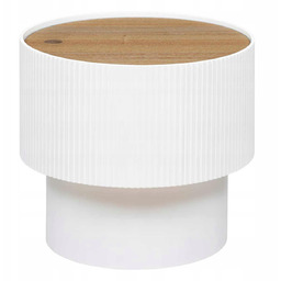 Stolik Kawowy ze schowkiem, okrągły biały Ø38,5cm