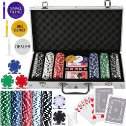 Profesjonalny Zestaw do Pokera 300 Żetonów w Walizce