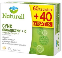 Naturell Cynk Organiczny + C, 100tabl.