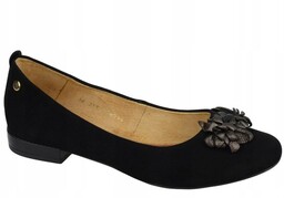 Czarne baleriny półbuty damskie Maciejka 03552-62 skóra zamszowa