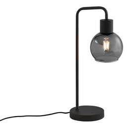 Lampa stołowa art deco czarna z przydymionym szkłem