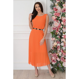 Sukienka maxi plisowana kopertowy dekolt pomarańcz Aysel