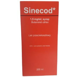 Sinecod 1,5 mg/ml Syrop przeciwkaszlowy, 200ml
