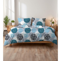 Karo Pościel z kory 200x220 turkusowa w koła