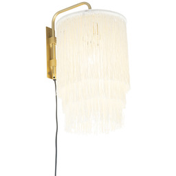 Orientalna lampa ścienna złota z kremowym abażurem