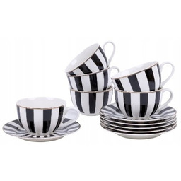 Serwis Kawowy 6 osób W Paski biało czarne