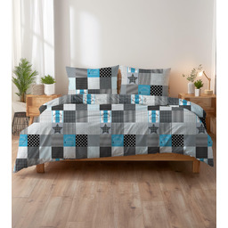 Karo Pościel z kory 140x200 patchwork czarno-biało-szara